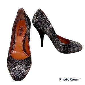 Missoni black and white zigzag heels
